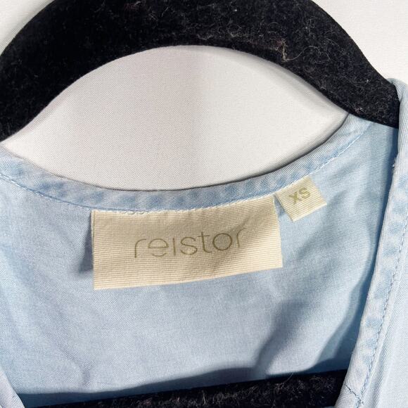 Reistor XSmall Blue Denim Evening Chai Jumpsuit Hidden Button Pockets Tencel - Picture 8 of 15